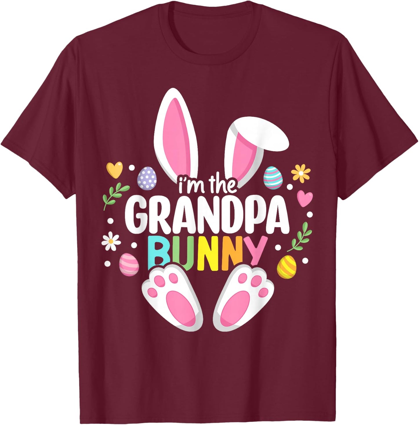 Easter Grandpa Bunny Papa Happy Easter Day Family Matching T-Shirt - T-Shirt | Maroon