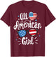 All American Girl Women American Flag 4th of July Patriotic T-Shirt - T-Shirt | Maroon