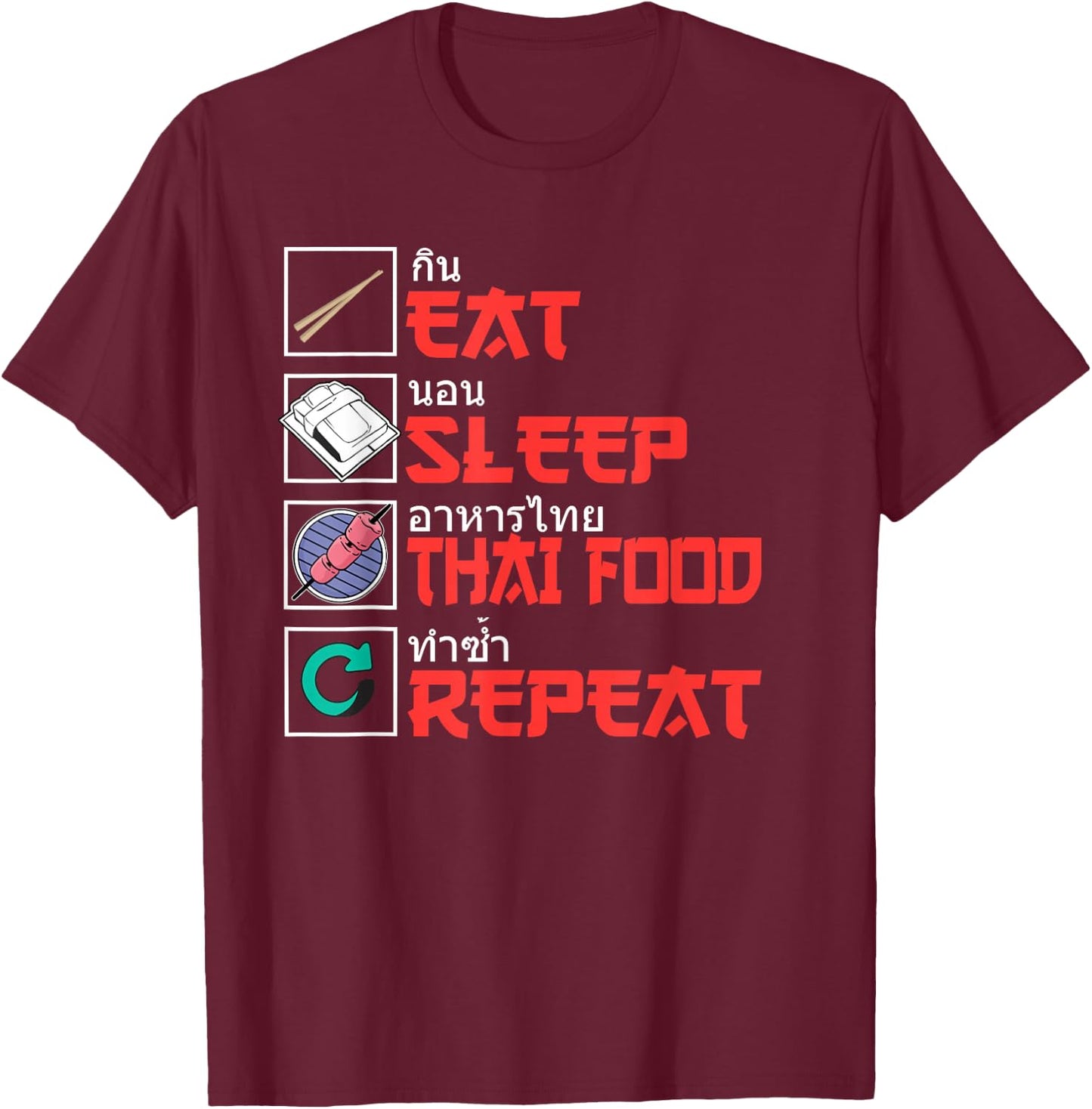 Funny Thai Food Design T-Shirt - T-Shirt | Maroon
