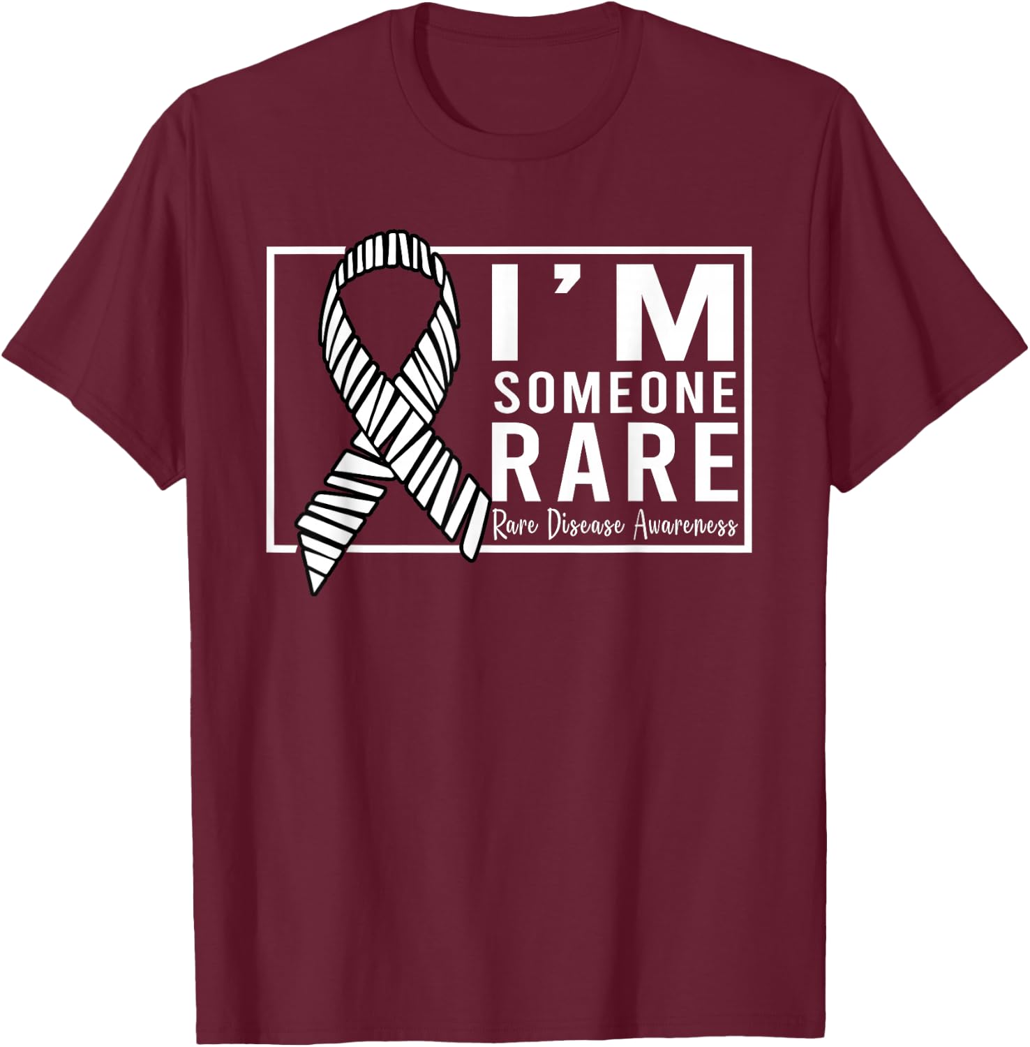 I'm Someone Rare Disease Awareness Day Zebra Ribbon T-Shirt - T-Shirt | Maroon