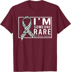I'm Someone Rare Disease Awareness Day Zebra Ribbon T-Shirt - T-Shirt | Maroon