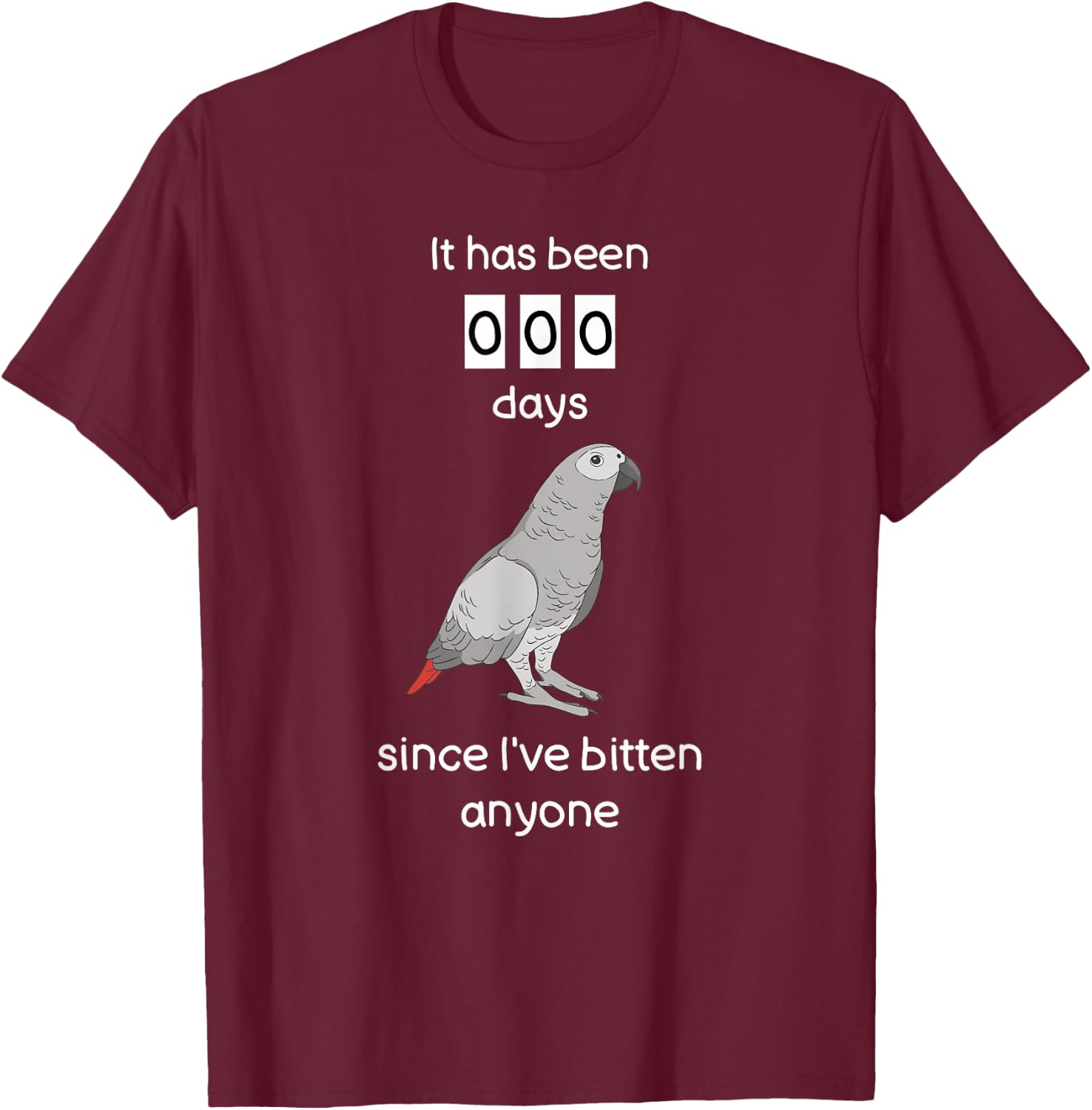 Funny African Grey Shirt Biting African Grey Parrot T-Shirt - T-Shirt | Maroon