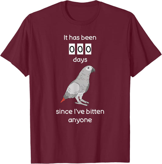 Funny African Grey Shirt Biting African Grey Parrot T-Shirt - T-Shirt | Maroon