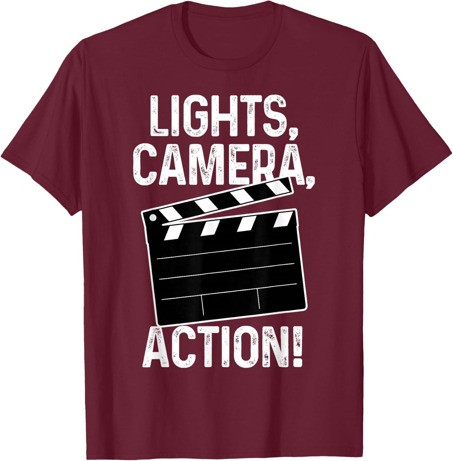 Movie Director Producer Filmmaker Film Lights Camera Action T-Shirt - T-Shirt | Maroon