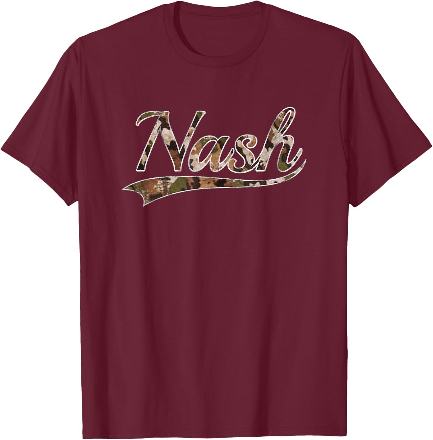 Nash Nashville Camouflage Vintage Inspired Distressed Camo T-Shirt - T-Shirt | Maroon