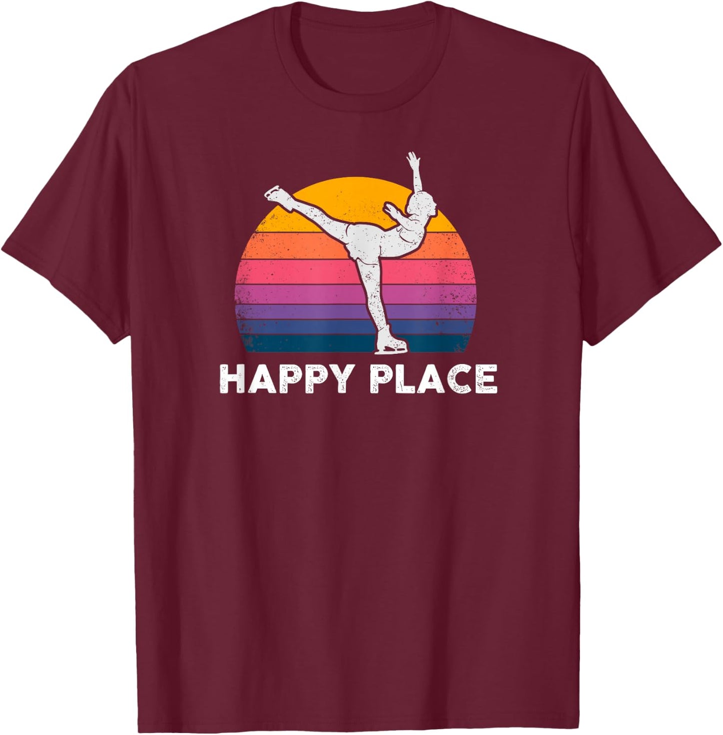 Figure Skating - Happy Place T-Shirt - T-Shirt | Maroon