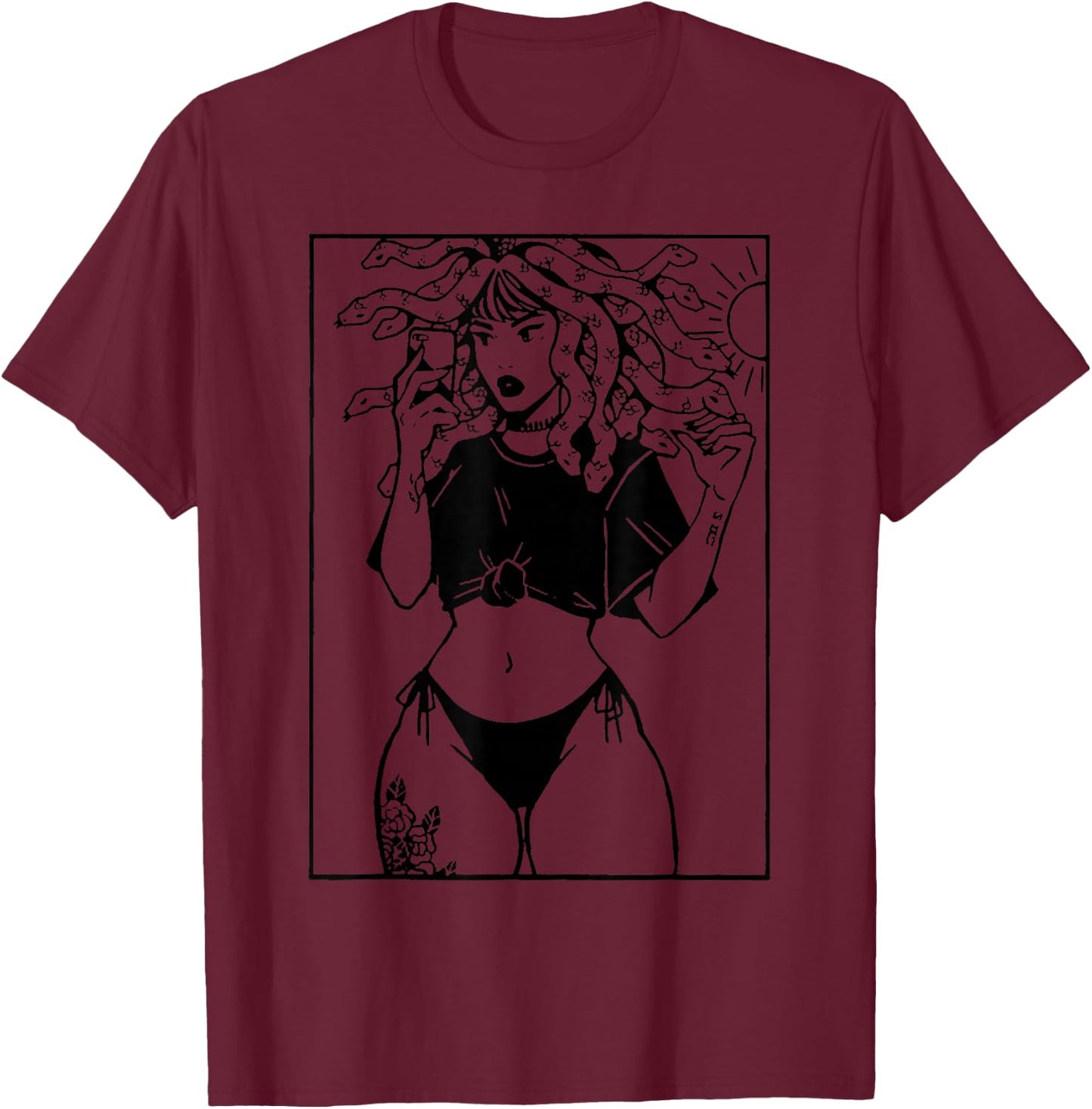Medusa Hippie Psychedelic Snakes Greek Mythology T-Shirt - T-Shirt | Maroon