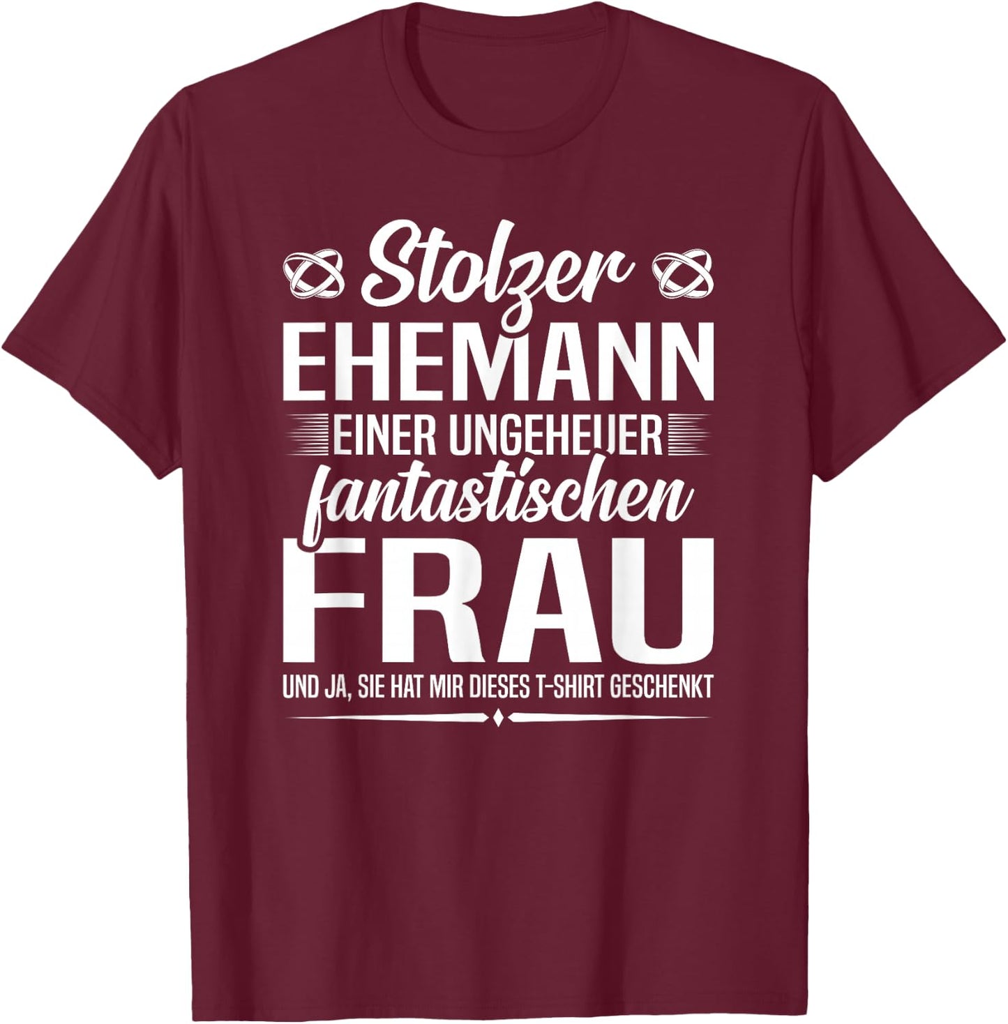 Proud Husband Wife Wedding Anniversary , black T-Shirt - T-Shirt | Maroon