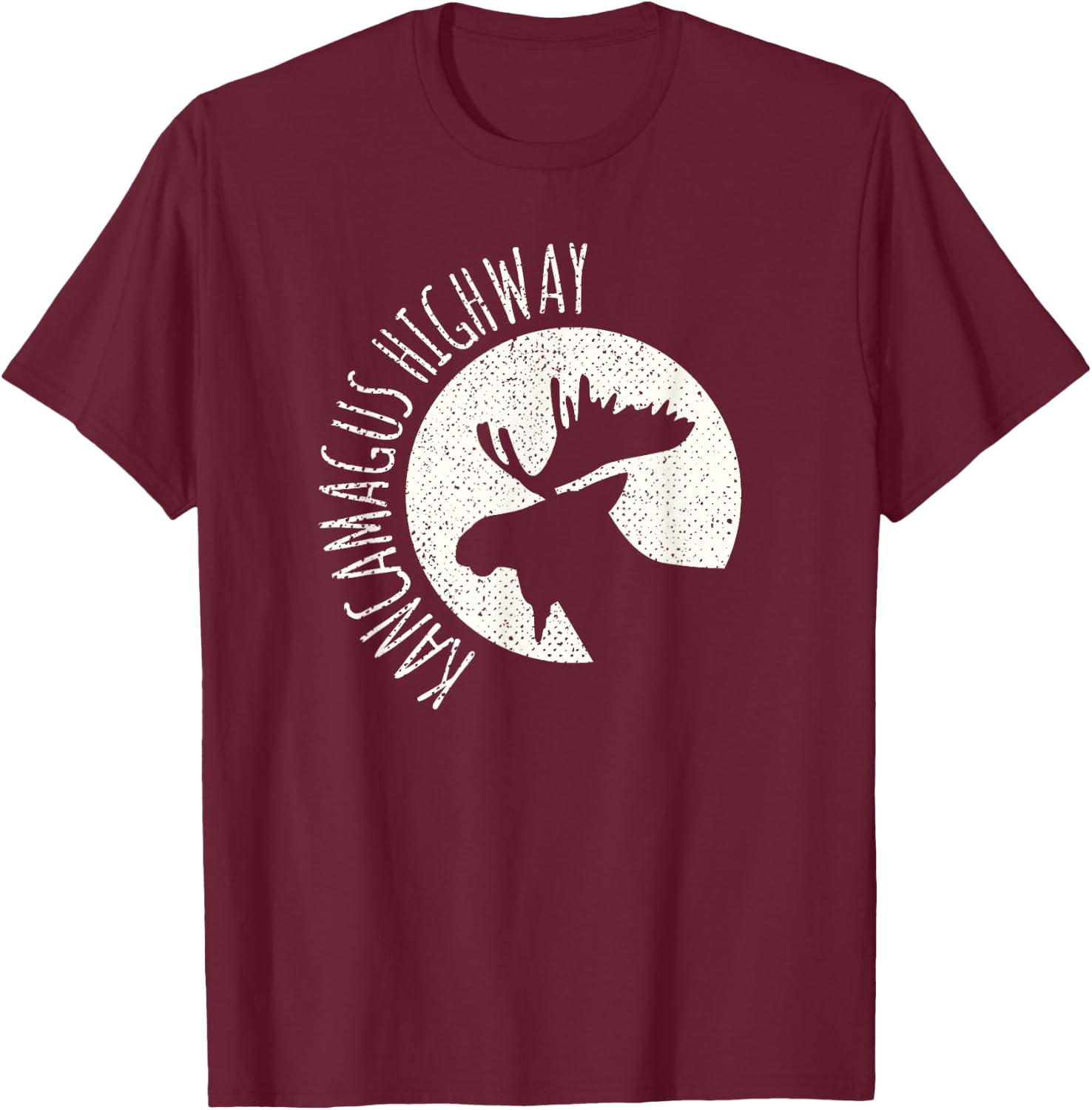Kancamagus Highway Moose graphic New Hampshire T-Shirt - T-Shirt | Maroon