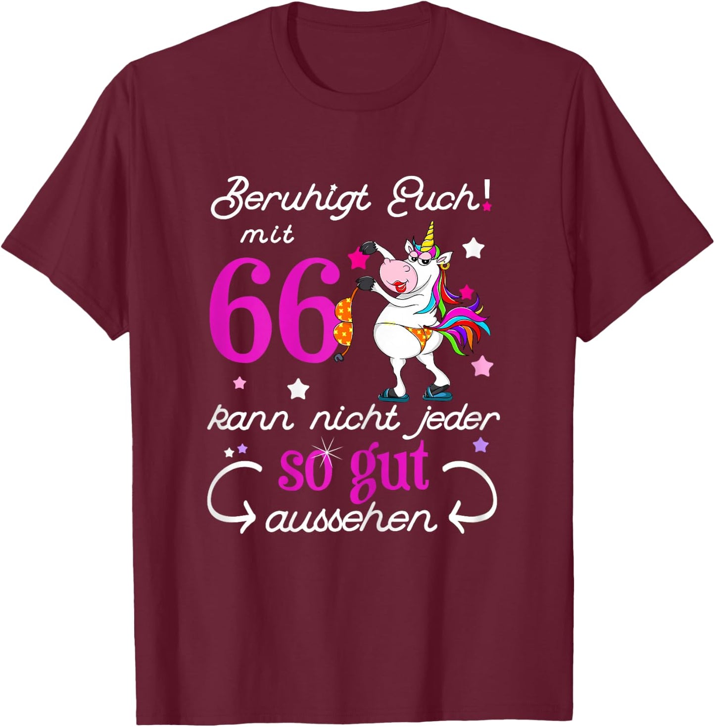 Women's 66th Birthday Vintage 66 Years Gift Wife Wife , black T-Shirt - T-Shirt | Maroon