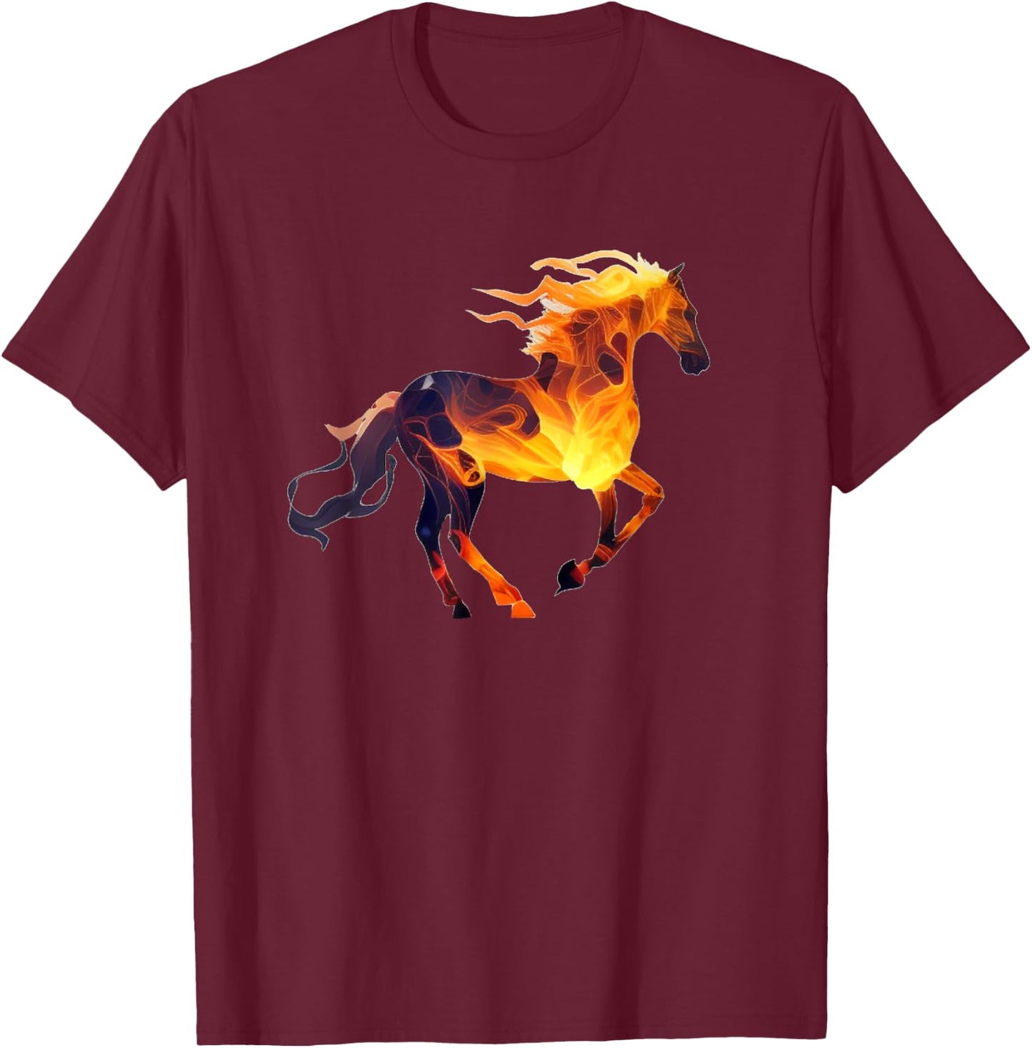 Funny Fire Horse for Burning Horse Love T-Shirt - T-Shirt | Maroon