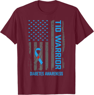Type 1 Diabetes Awareness T1D Warrior Type One Diabetic T-Shirt - T-Shirt | Maroon