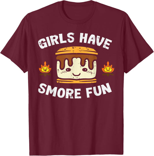 Camping Girls Have Smore Fun Camper Girls Kids Toddler Women T-Shirt - T-Shirt | Maroon