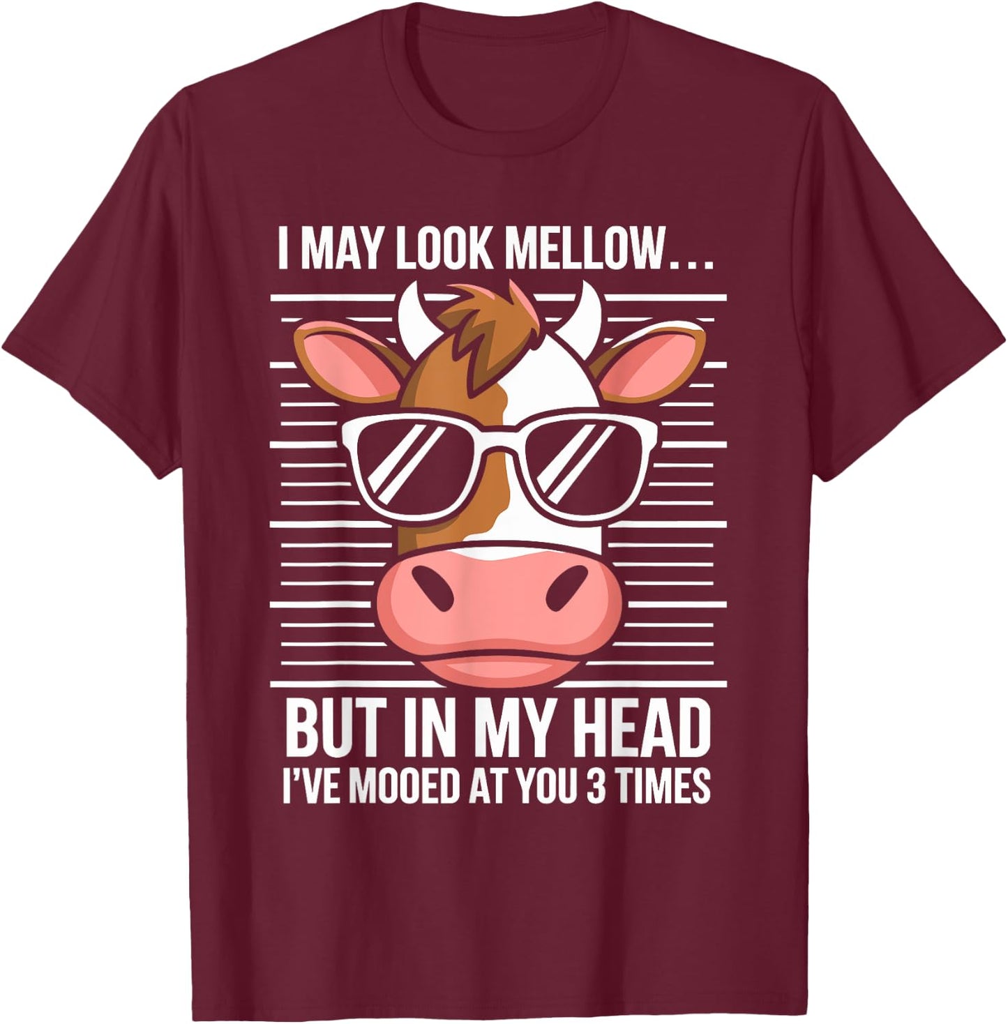 I May Look Calm but in My Head Funny Cow T-Shirt - T-Shirt | Maroon