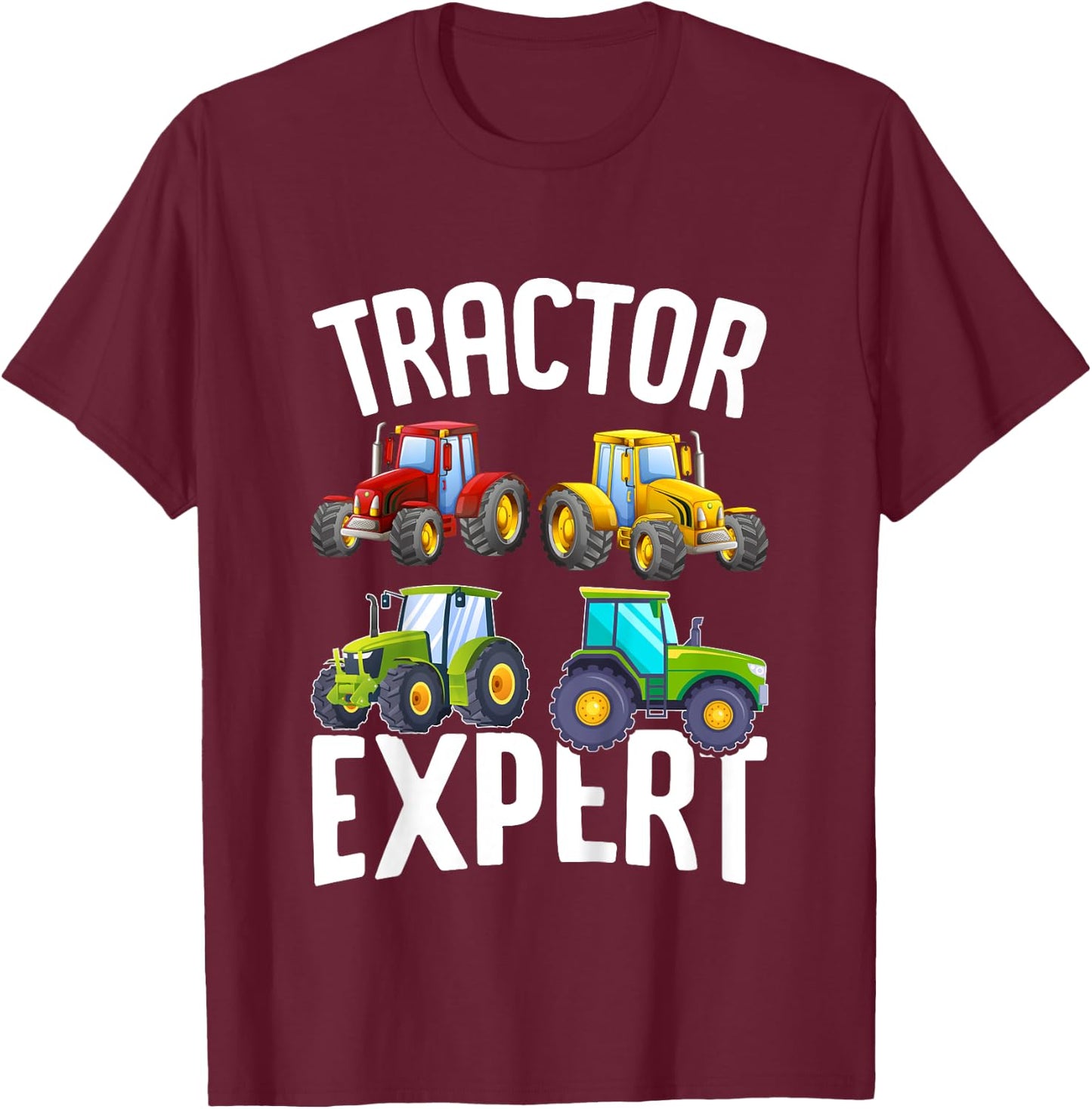 Kids Tractor Expert Funny Boys Tractors Toddler T-Shirt - T-Shirt | Maroon