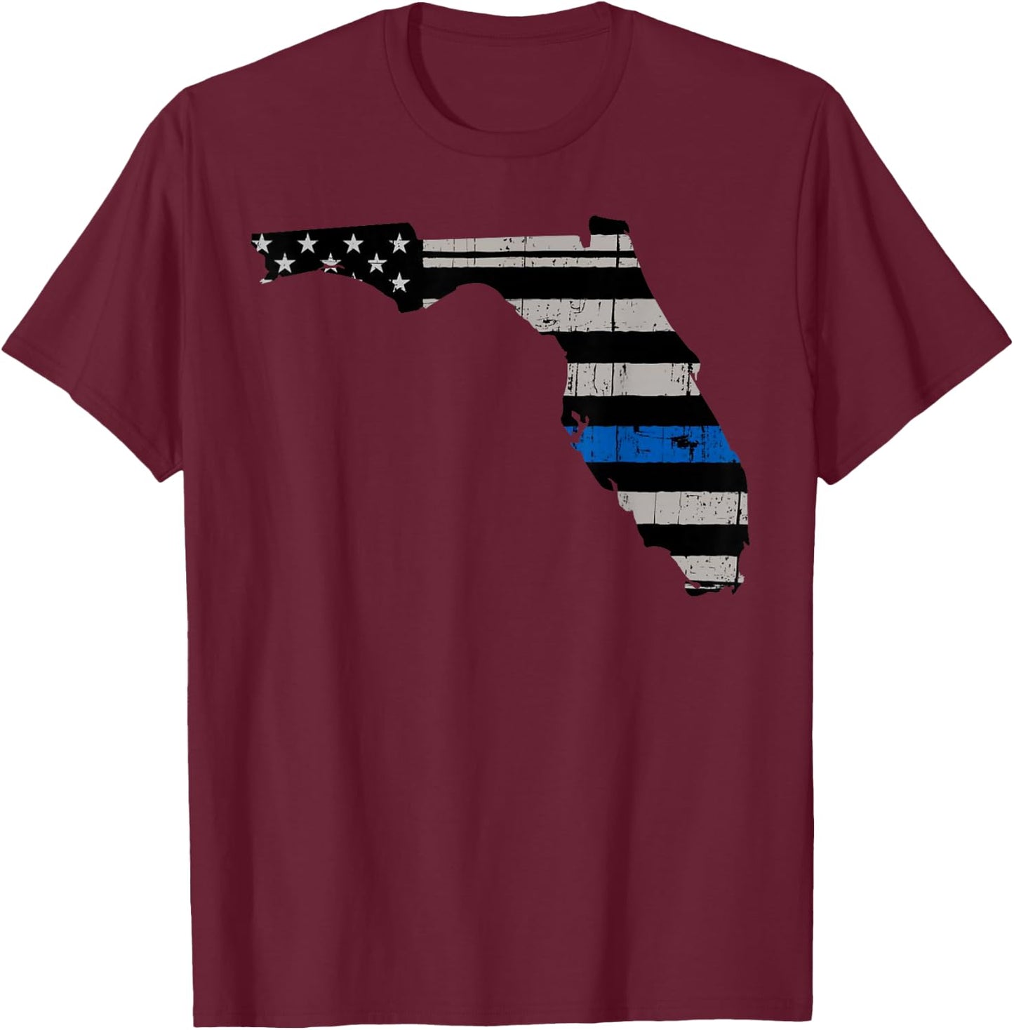 Support Law Enforcement Florida Police Officers Blue T-Shirt - T-Shirt | Maroon