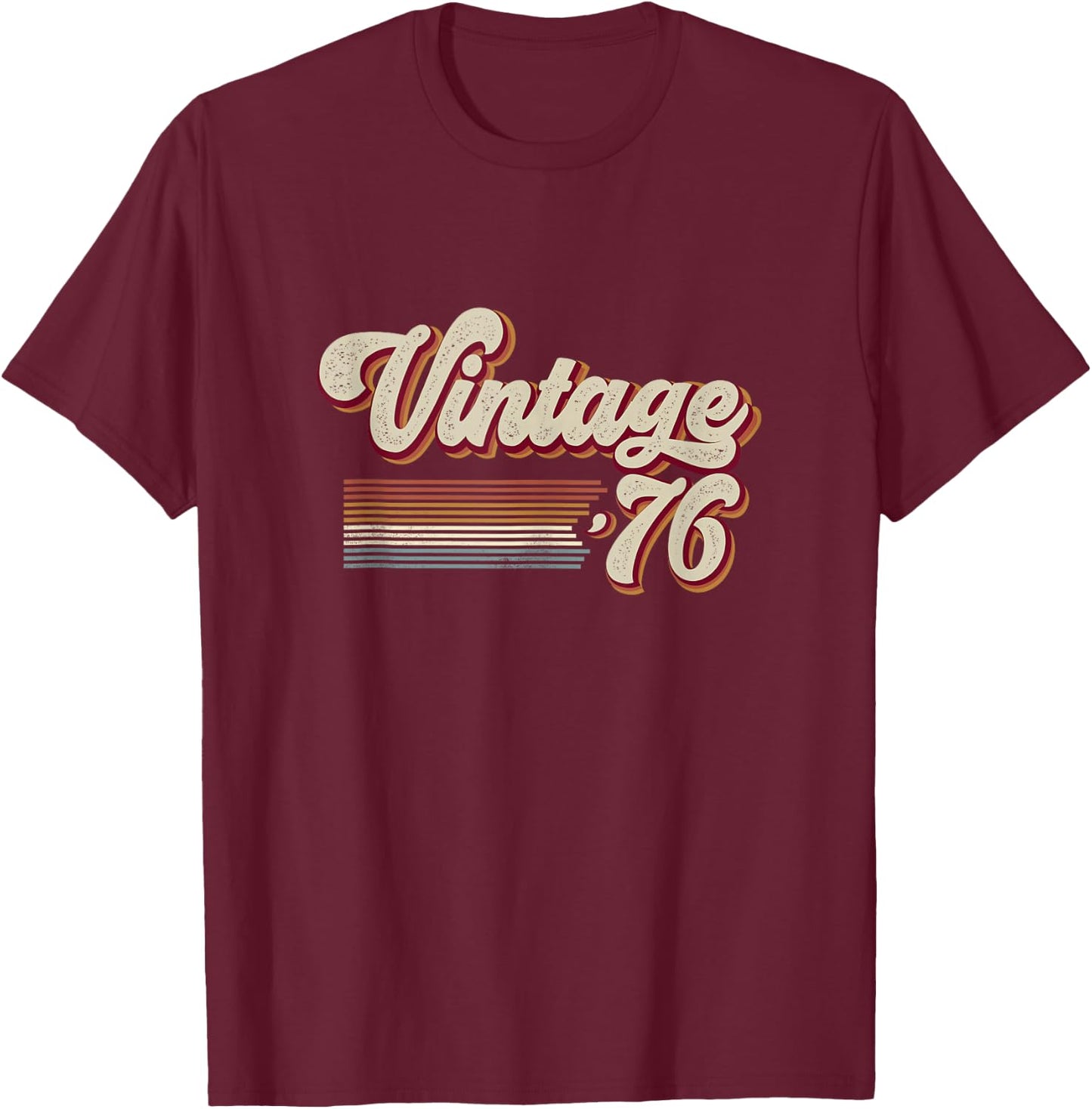 Vintage 1976 Retro Sunset Classic 50-Year-Old 50th Birthday T-Shirt - T-Shirt | Maroon