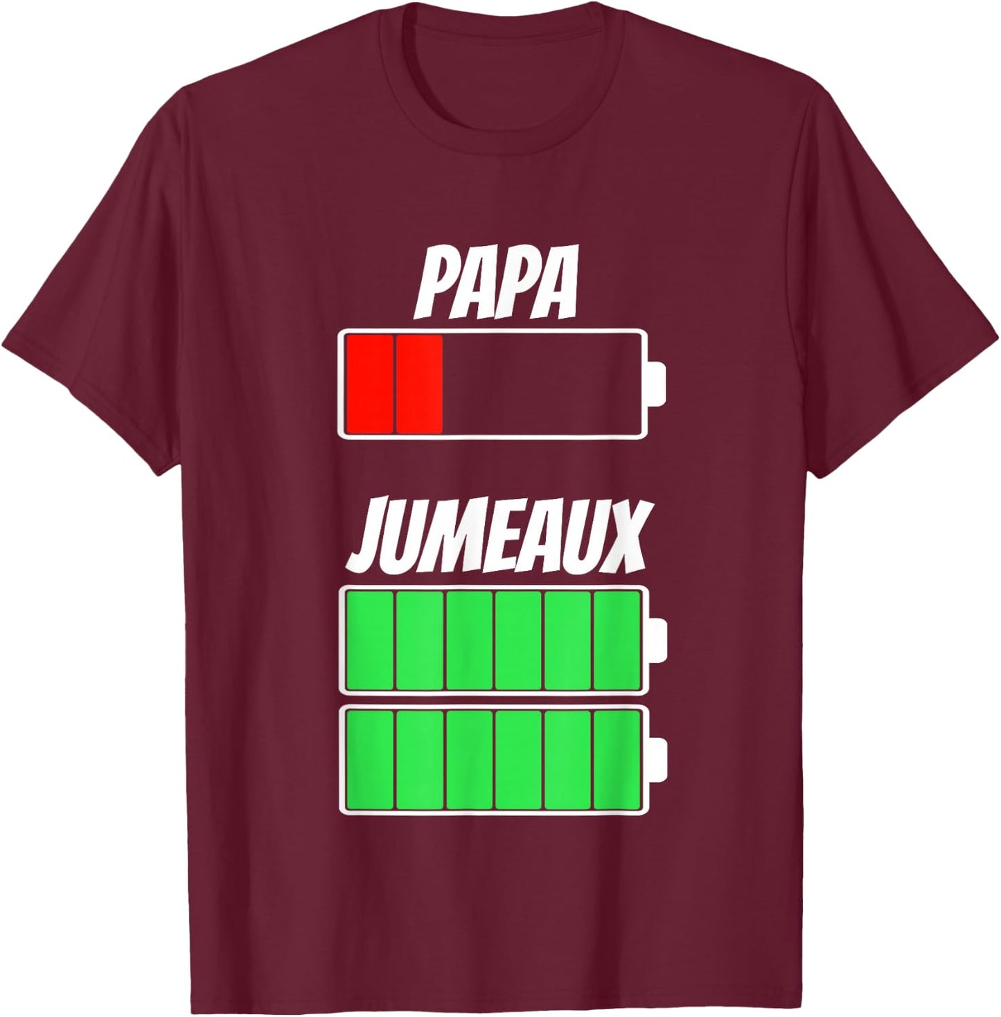 Daddy Twins Twins Dad Battery Battery Birth Christmas , Black, S T-Shirt - T-Shirt | Maroon