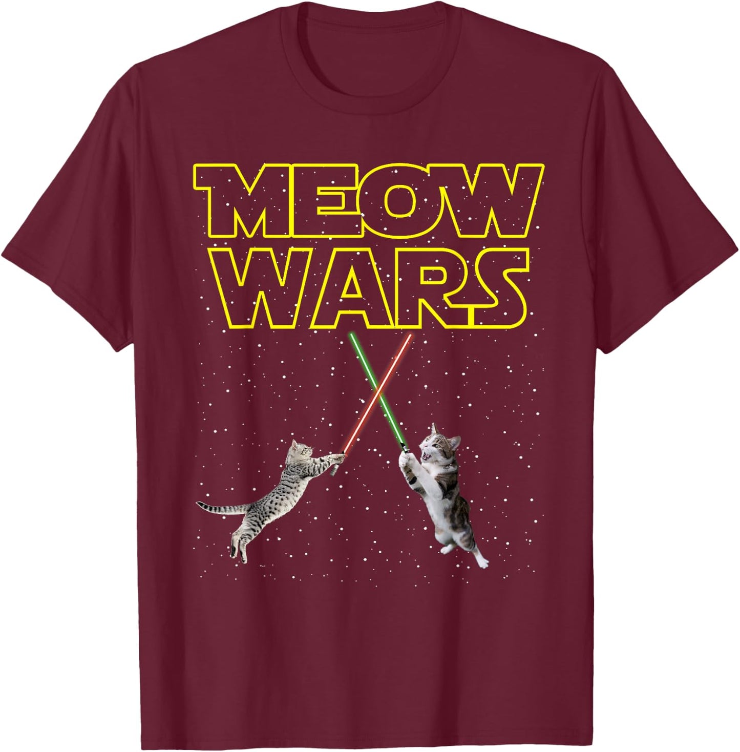 Meow Wars Cat Shirt Funny Gifts For Cats Lovers T-Shirt - T-Shirt | Maroon