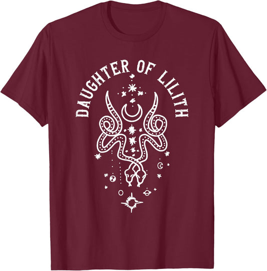 Daughter Of Lilith Celestial Snake Dark Goddess T-Shirt - T-Shirt | Maroon