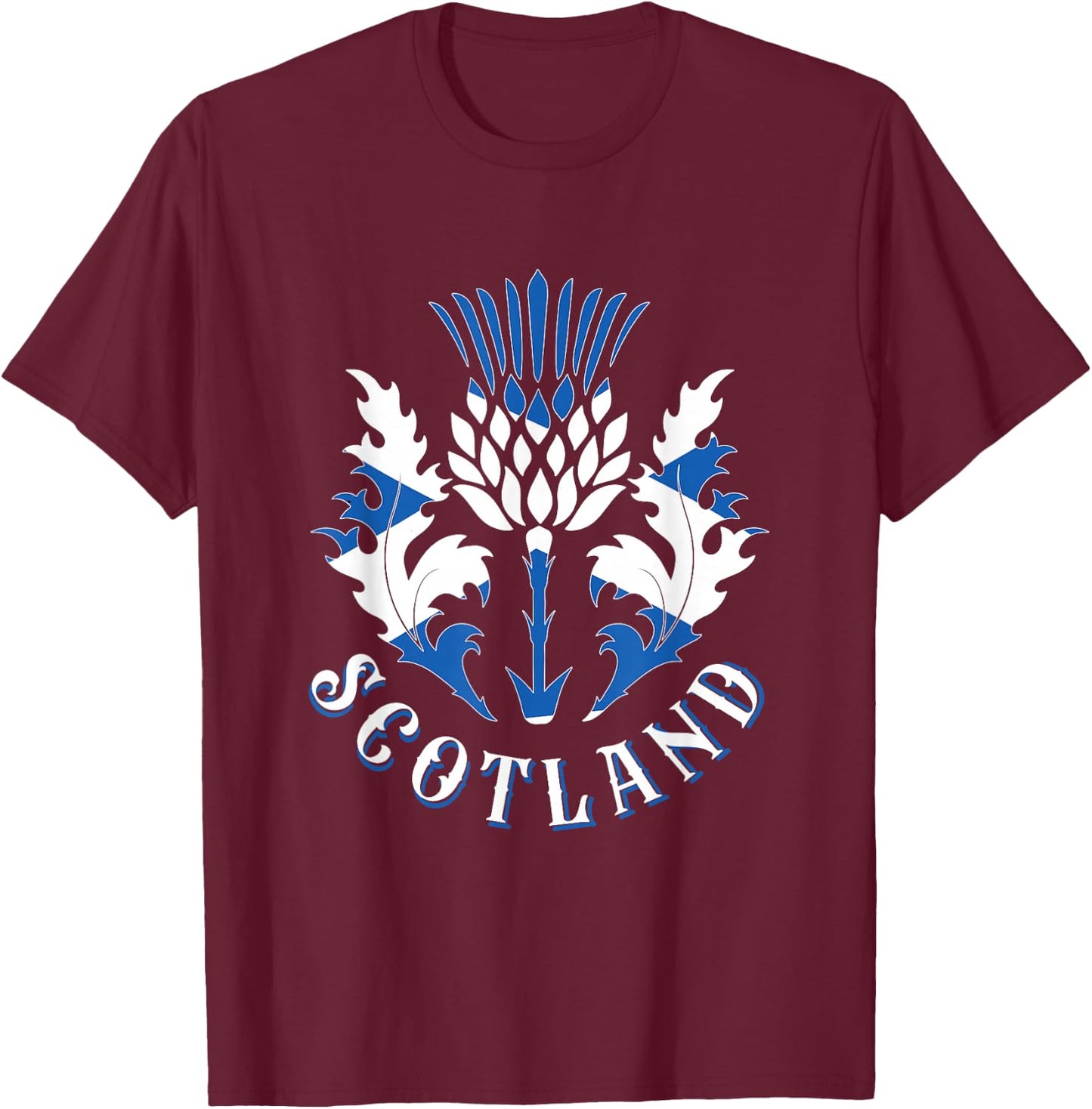 Scottish Flag and Scottish Thistle Scotland Emblem T-Shirt - T-Shirt | Maroon
