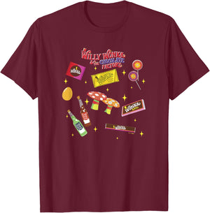 Willy Wonka And The Chocolate Factory Wonka Candies Icons T-Shirt - T-Shirt | Maroon