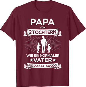 Papa zwei Mädchen für zweifachen Vater 2 Töchter Vatertag T-Shirt - T-Shirt | Maroon