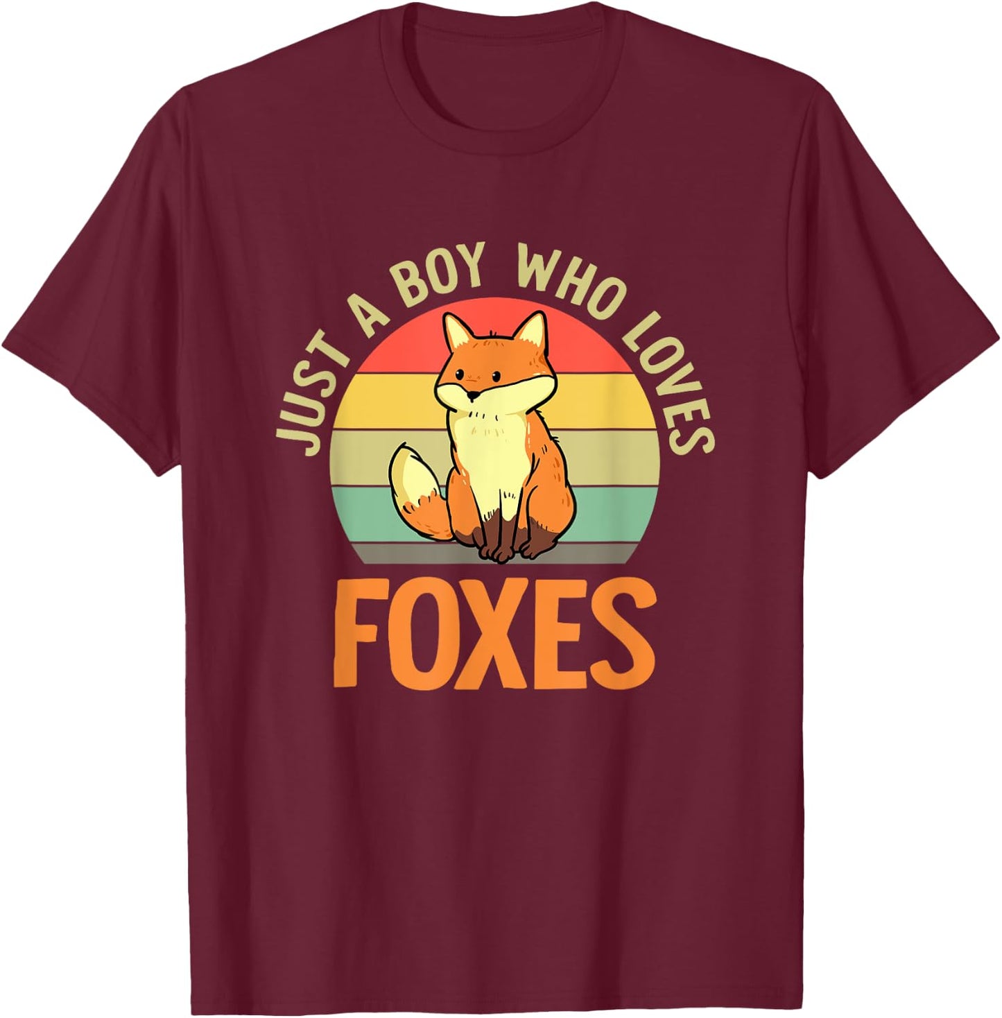 Retro Just A Boy Who Loves Foxes Boys Toddler Fox Lover T-Shirt - T-Shirt | Maroon