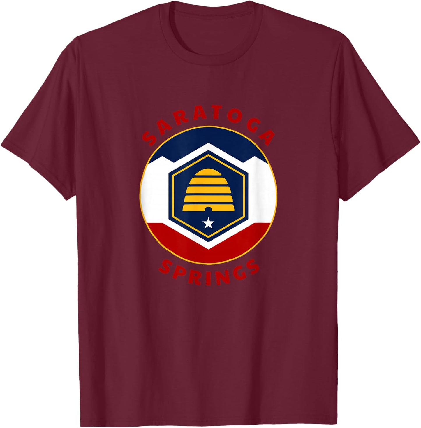 Saratoga Springs Utah New UT Flag Beehive Vacation Souvenir T-Shirt - T-Shirt | Maroon