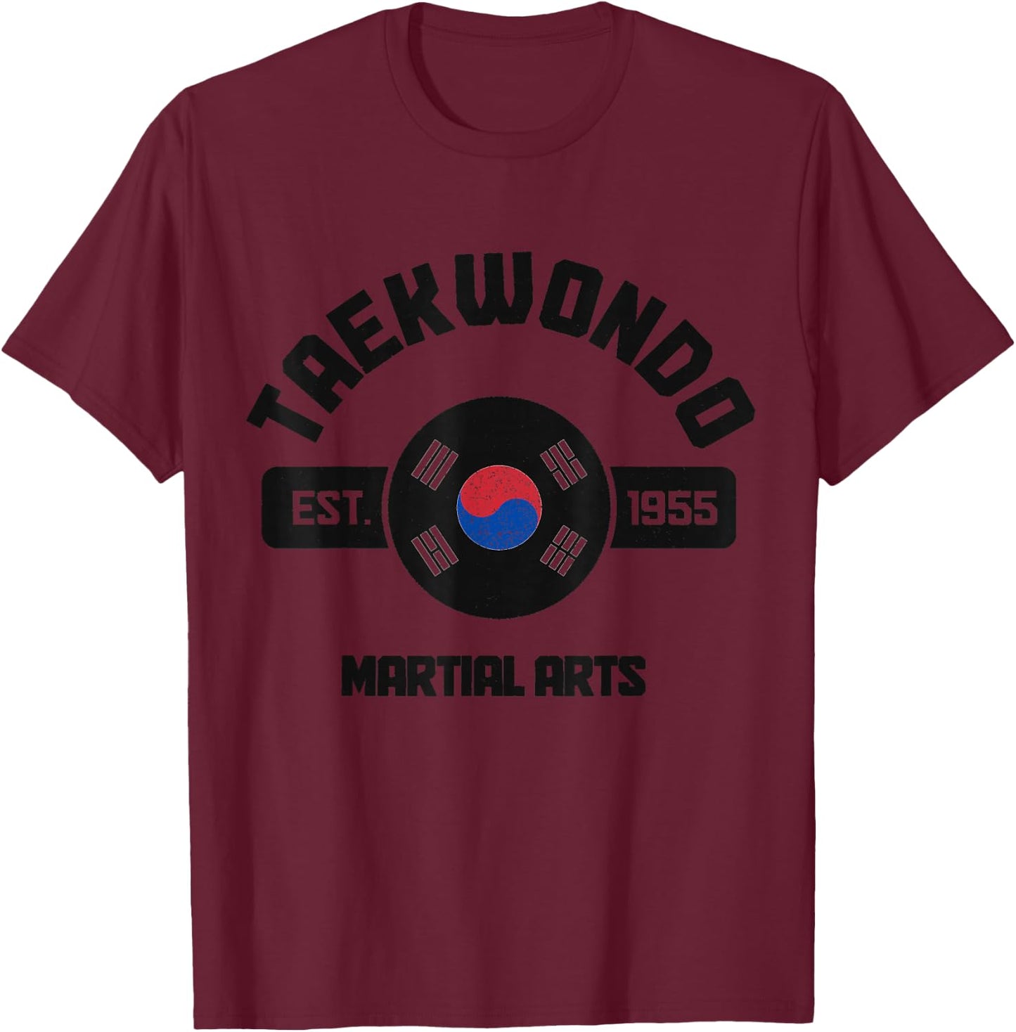 Taekwondo South Korean Flag Martial Arts Fighter T-Shirt - T-Shirt | Maroon