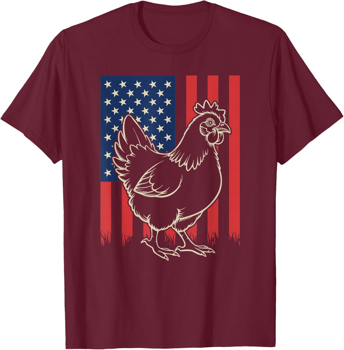 Chicken Lover Farmer Farm Animal 4th of July T-Shirt - T-Shirt | Maroon