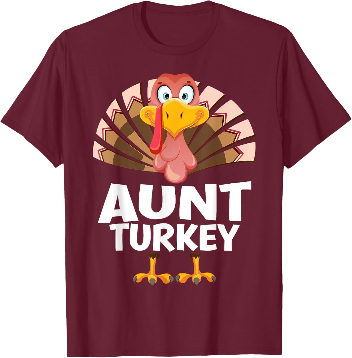 Thanksgiving Aunt Turkey Matching Pajama T-Shirt - T-Shirt | Maroon