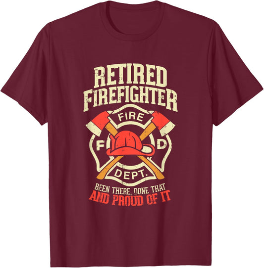 Heroic Retired Firefighter T Shirt Fireman Gift T-Shirt - T-Shirt | Maroon