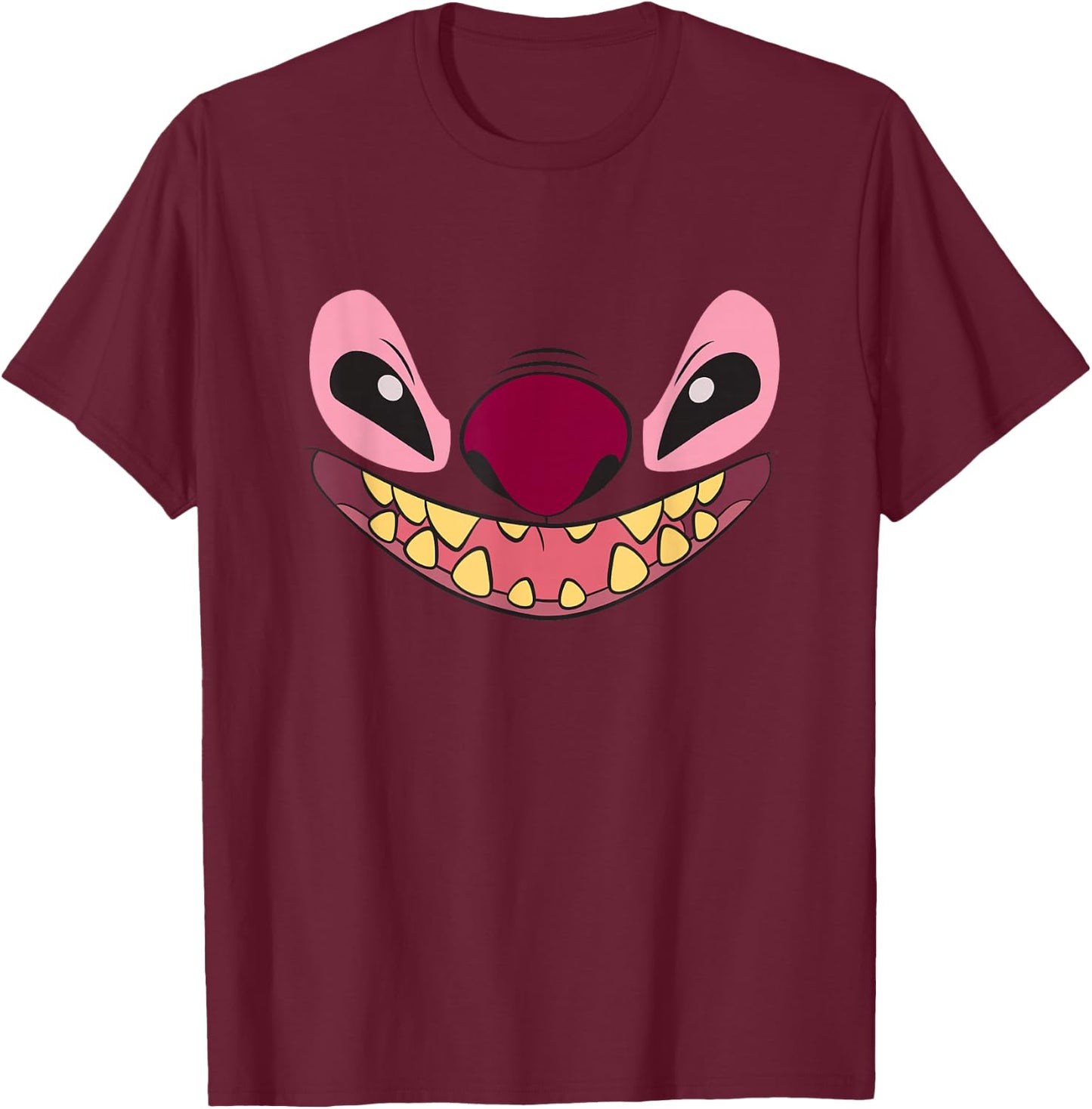 Disney Lilo & Stitch Big Leroy Alien Face T-Shirt - T-Shirt | Maroon