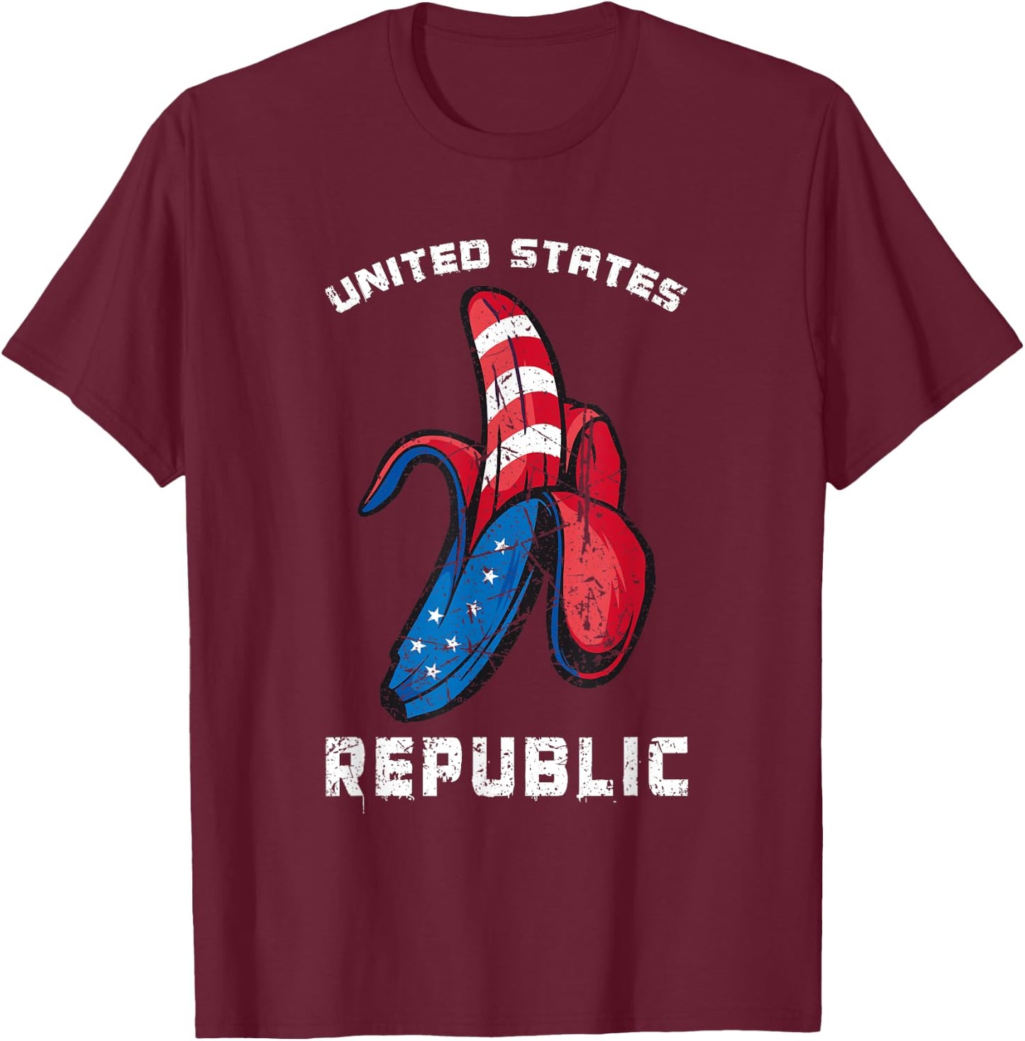 Banana US Flag Patriot America Worst United States Republic T-Shirt - T-Shirt | Maroon