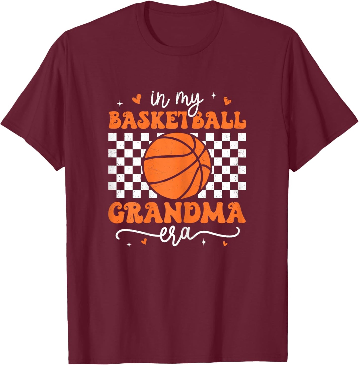 In My Basketball Grandma Era Groovy Retro Basketball Grandma T-Shirt - T-Shirt | Maroon