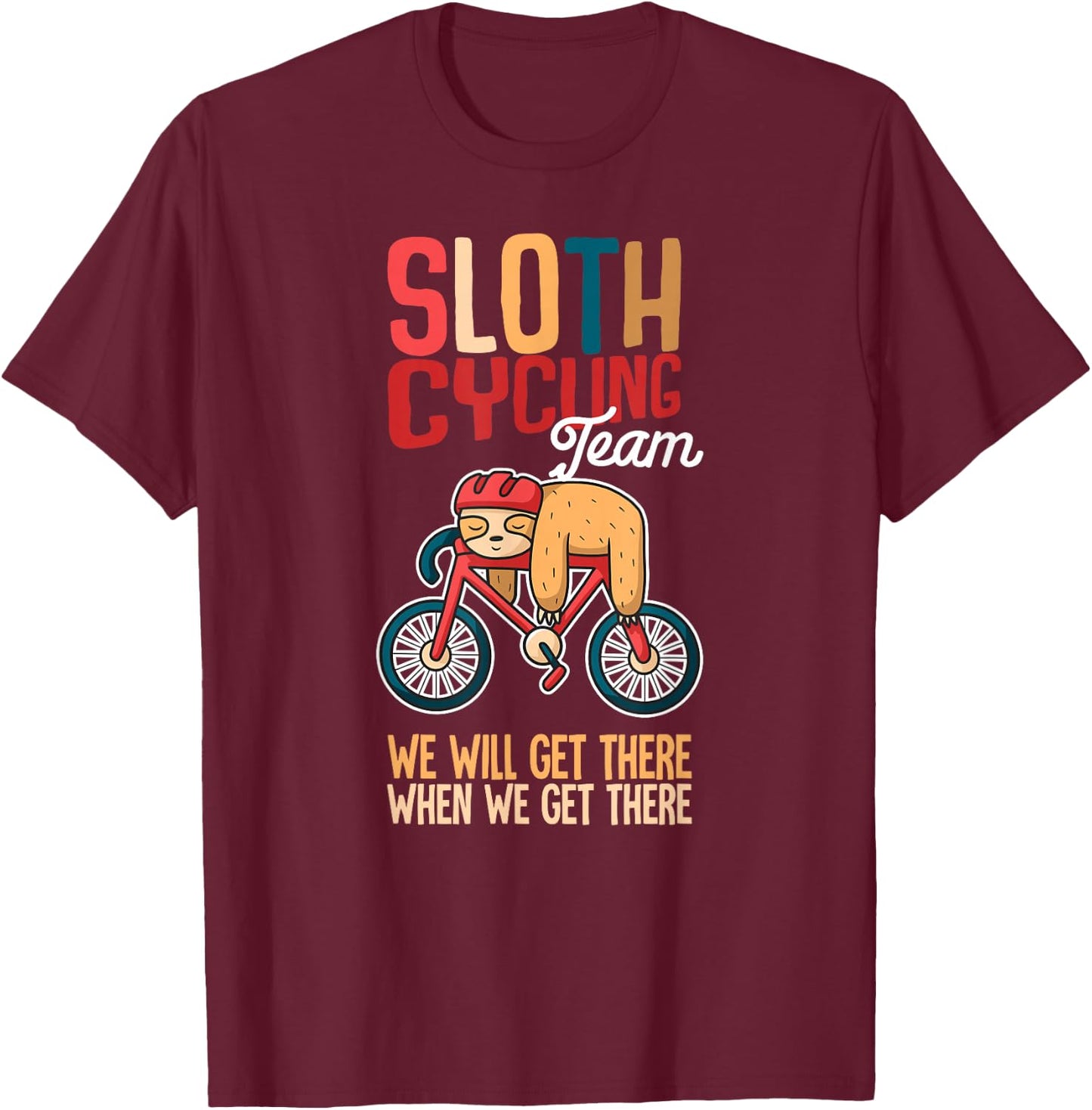 Sloth Cycling Team T-Shirt - T-Shirt | Maroon