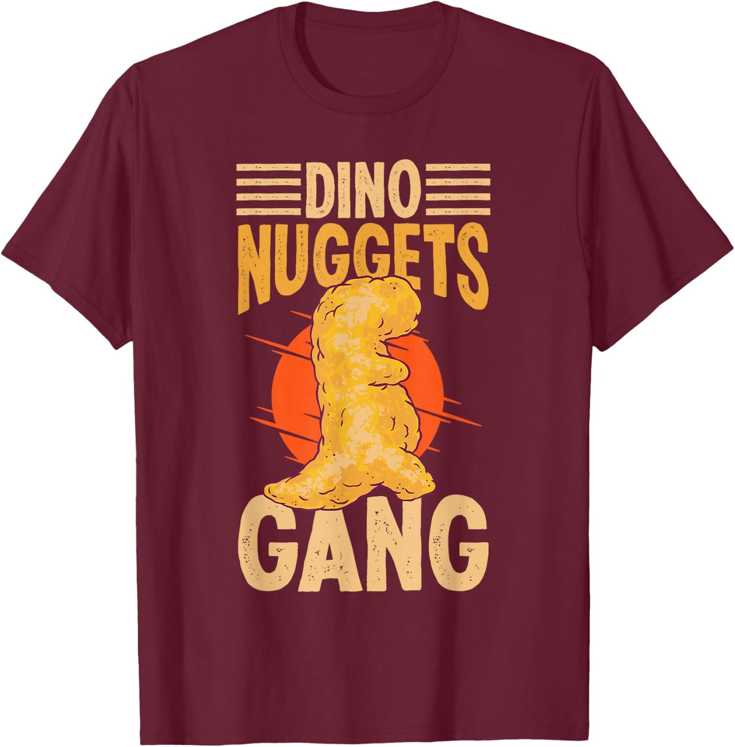 Dino Nugget Cushion Dino Gang Dino Chicken Nugget Lovers , black T-Shirt - T-Shirt | Maroon