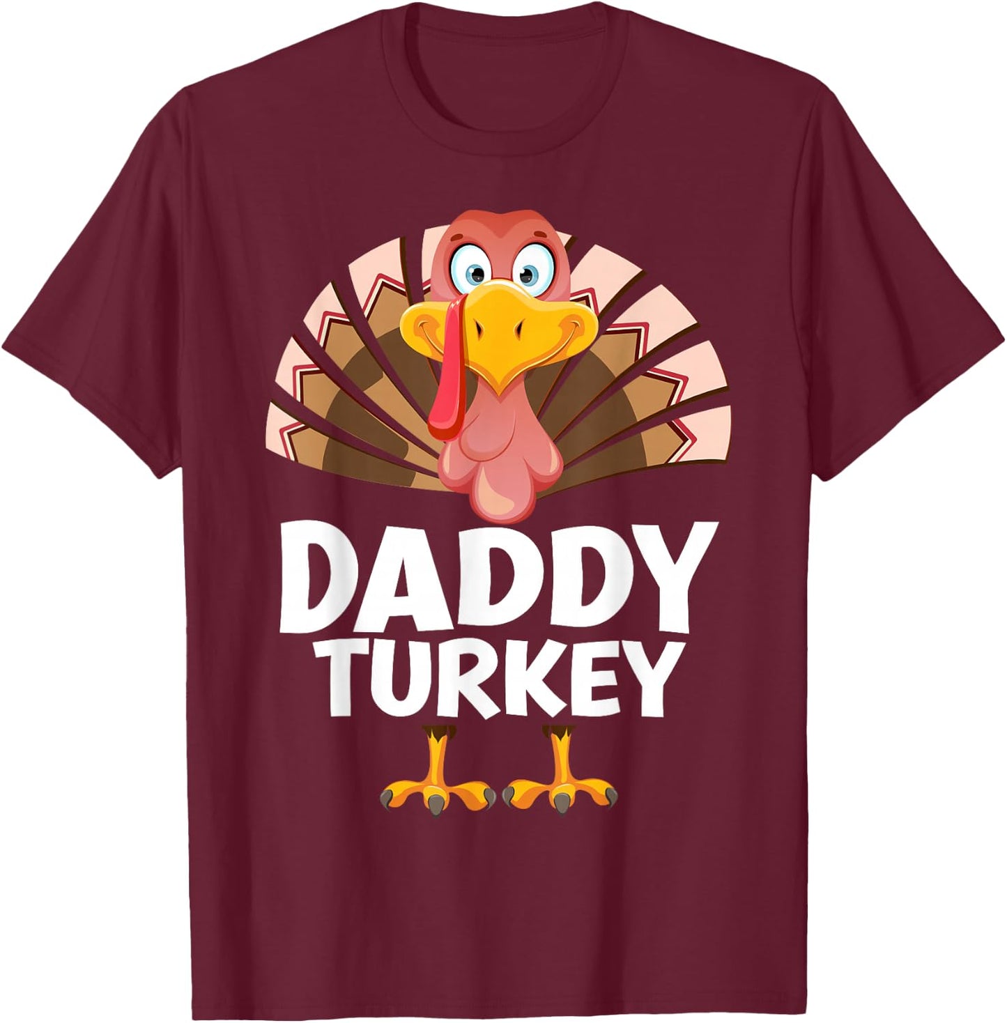 Thanksgiving Daddy Turkey Matching Pajama T-Shirt - T-Shirt | Maroon