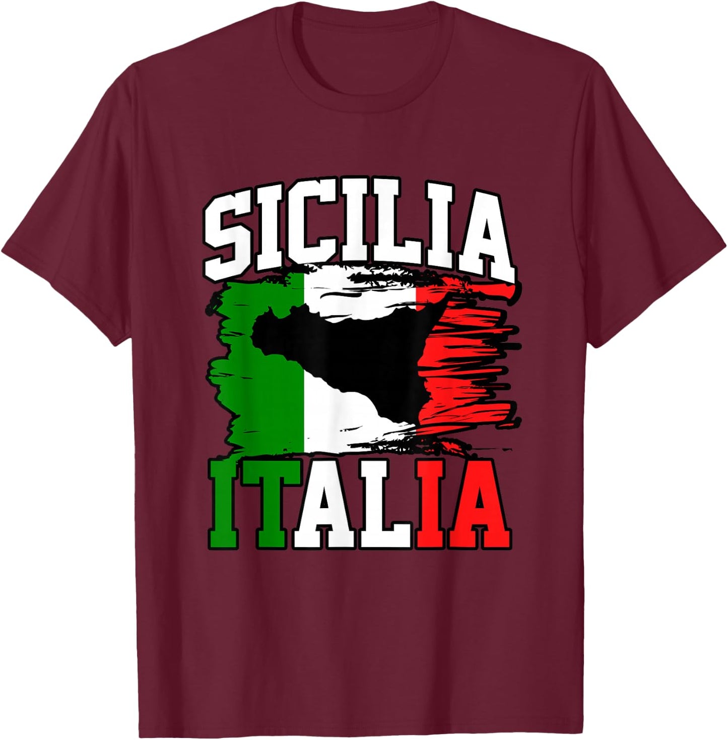 Sizilien Italien Italien Flagge Italien Sizilien Herren Damen T-Shirt - T-Shirt | Maroon
