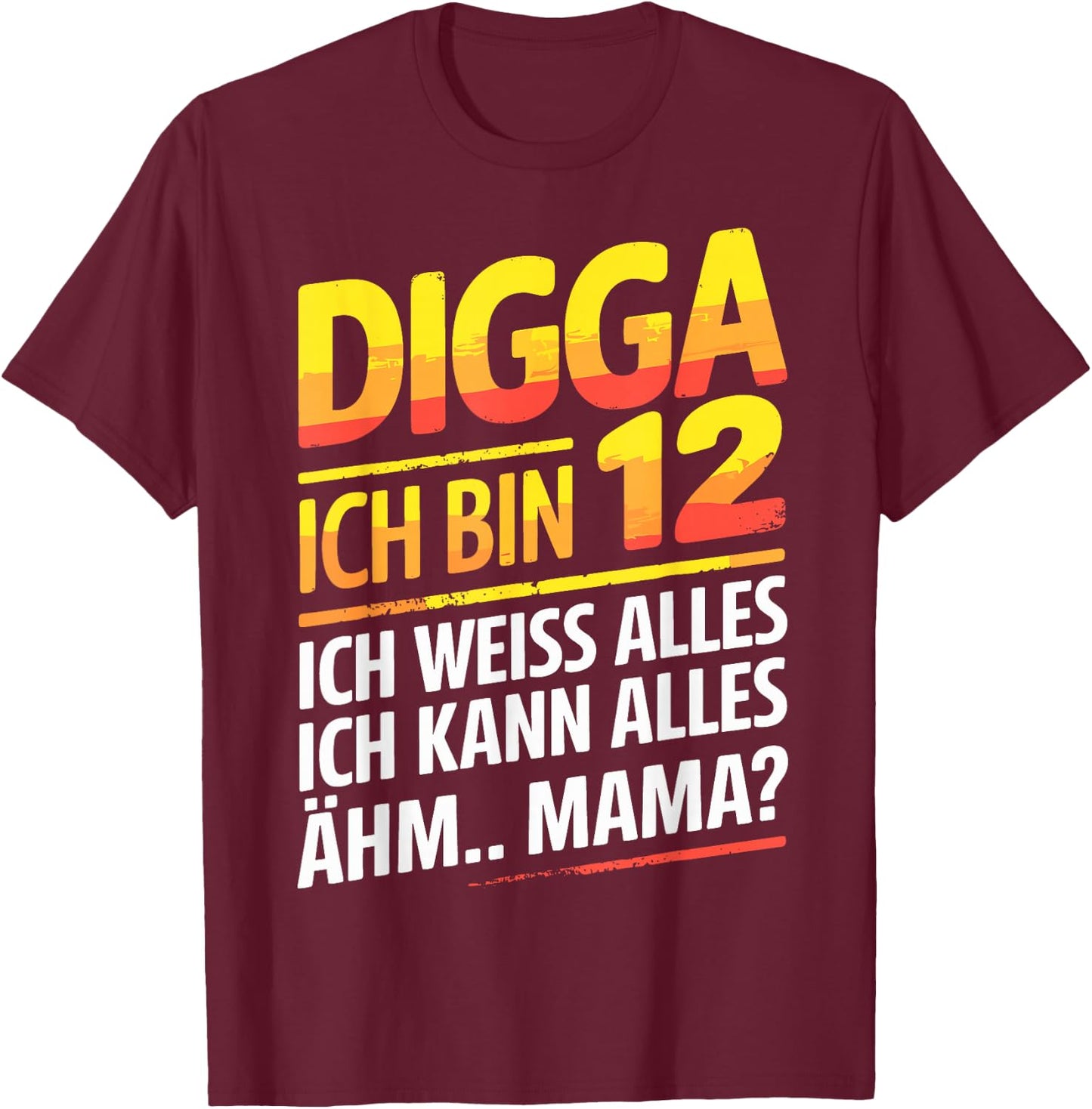12th Birthday Boy Girl 12 Years 2013 Funny Gift , black T-Shirt - T-Shirt | Maroon