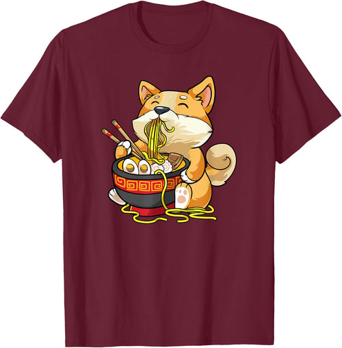Corgi-Dog Eating Bowl of Ramen Pho Noodle Soup Japan Kawaii
