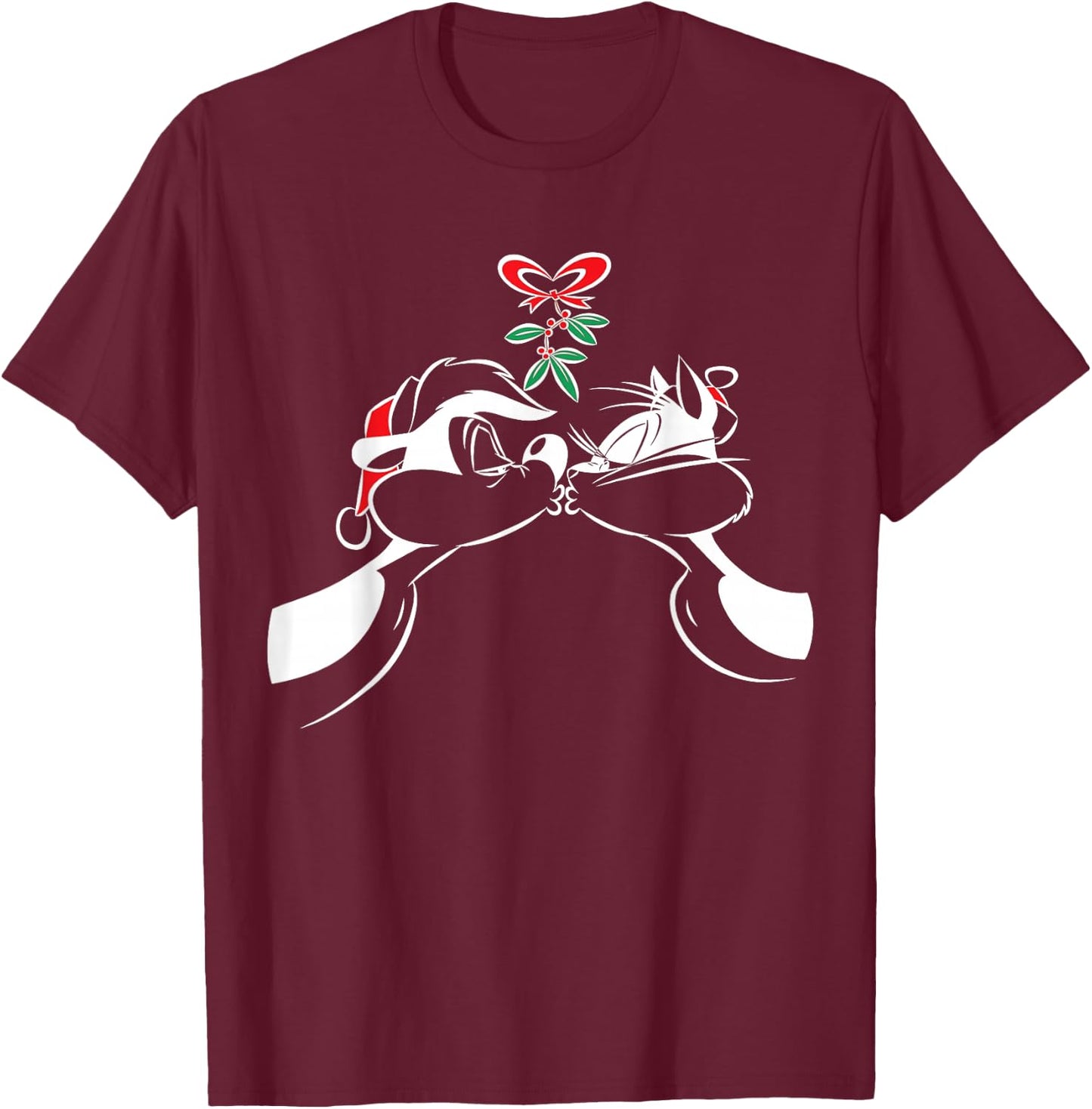 Pepe Le Pew Xmas Kiss T-Shirt - T-Shirt | Maroon