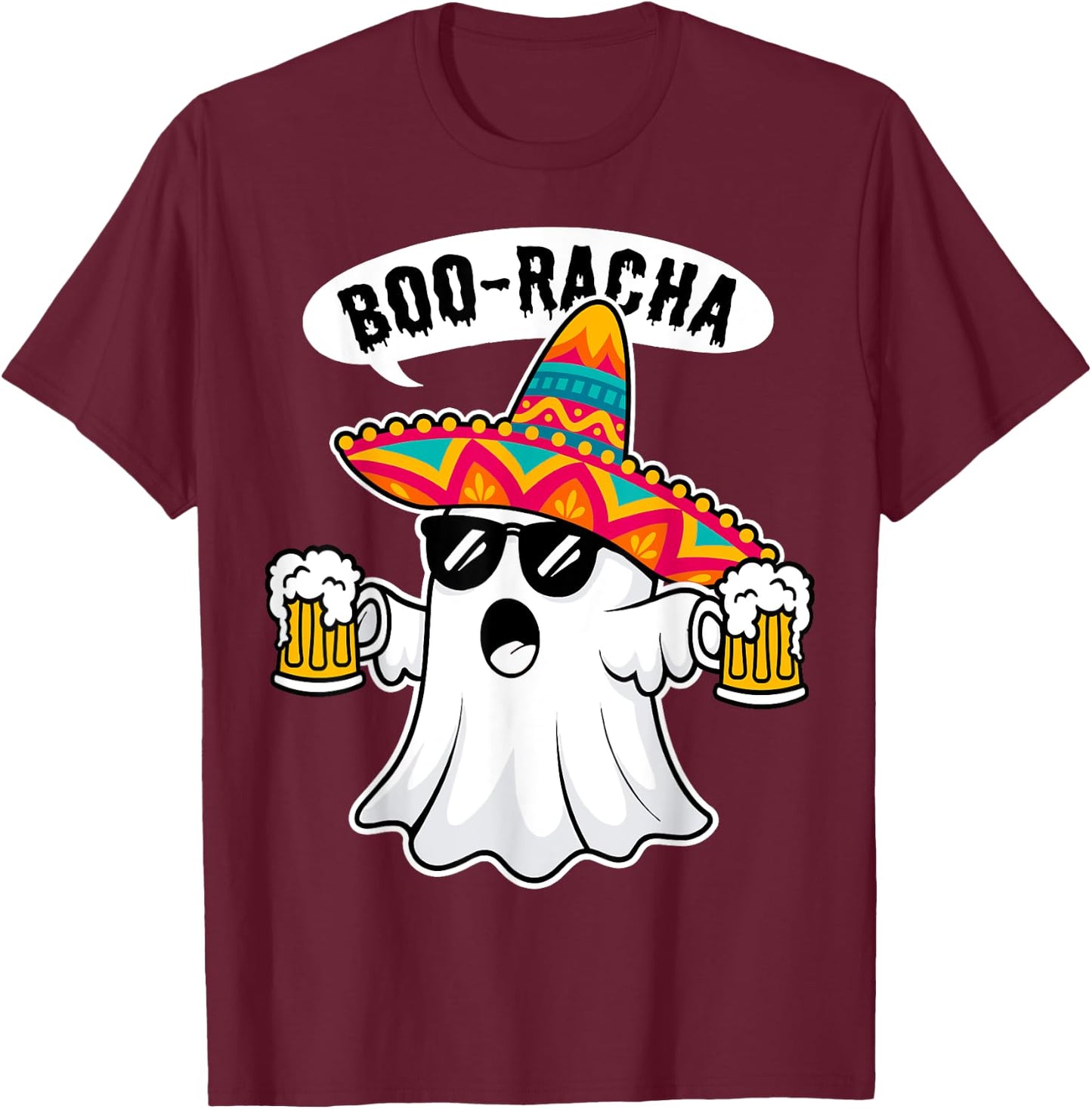 Boo-Racha Halloween Cute Ghost Boo Borracha Cinco De Mayo T-Shirt - T-Shirt | Maroon