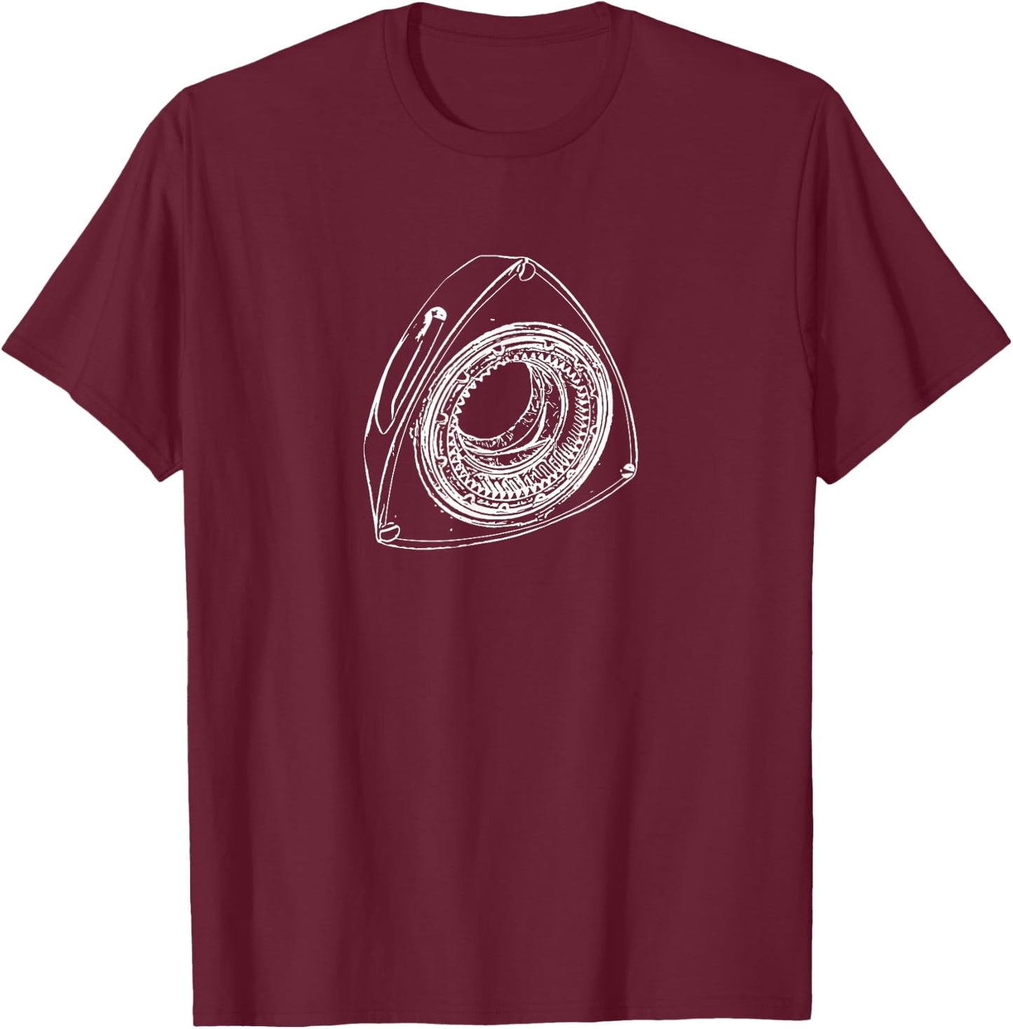 Rotary Sketch of a Wankel Car Engine Rotar T-Shirt - T-Shirt | Maroon