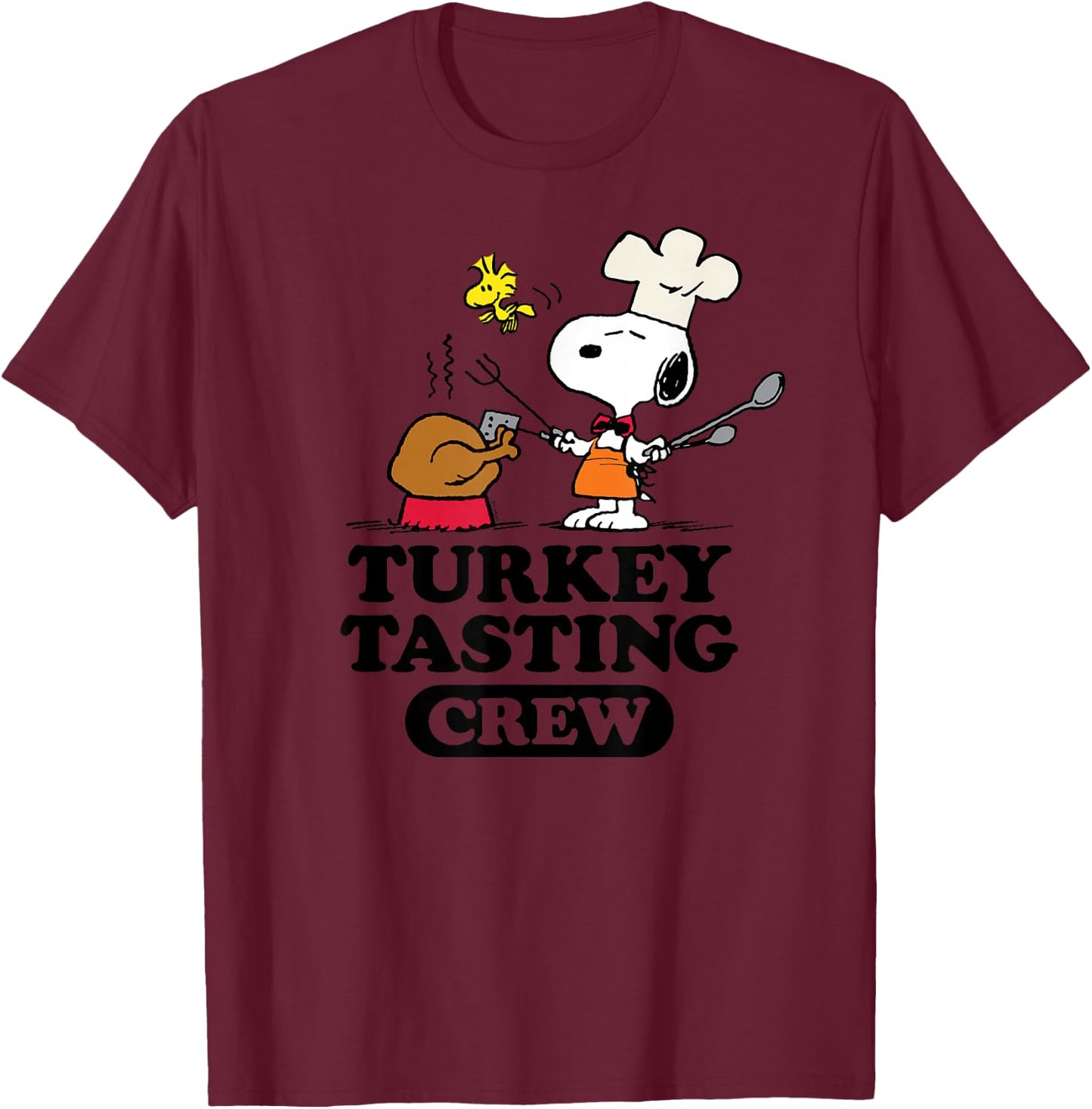 Peanuts - Turkey Tasting Crew T-Shirt - T-Shirt | Maroon