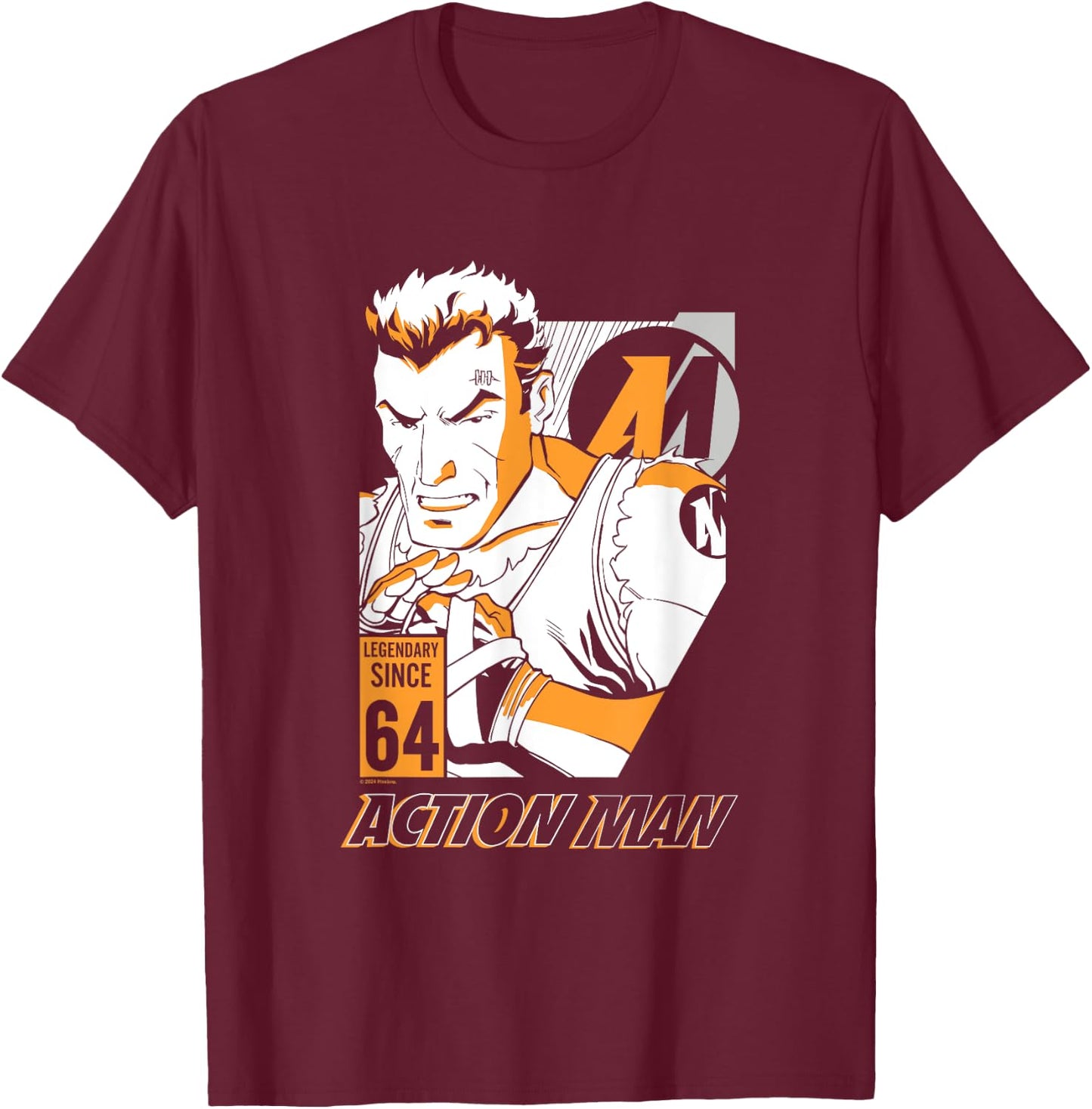 Cartoon Combat Pose Action Man T-Shirt - T-Shirt | Maroon