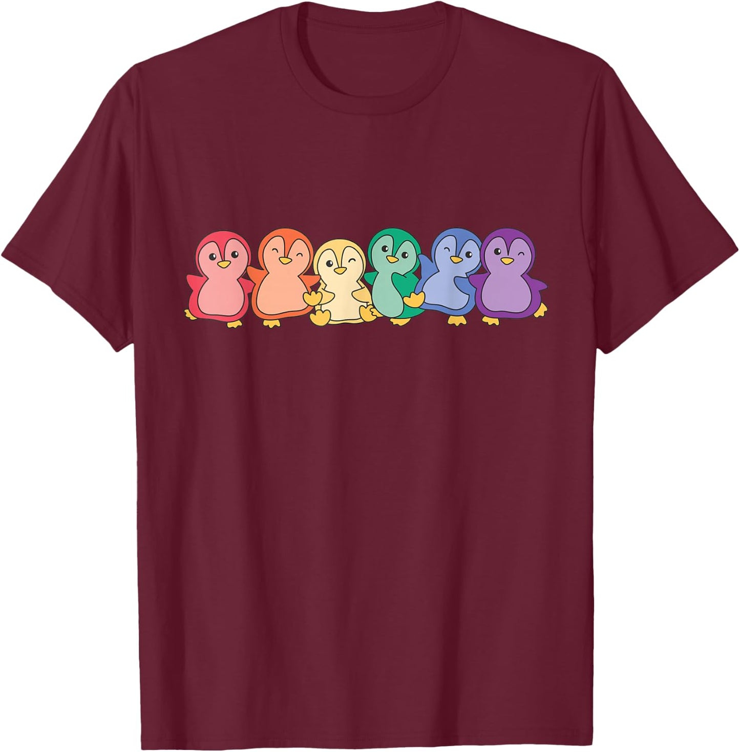Rainbow Flag Pride Month Lgbtq Rainbow Penguin T-Shirt - T-Shirt | Maroon