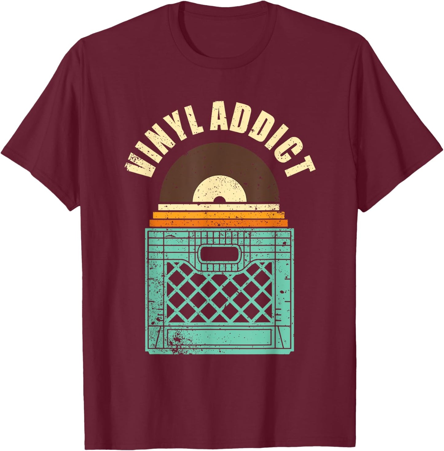 Cute Record Art Women Spindle Music Vinyl Lovers T-Shirt - T-Shirt | Maroon