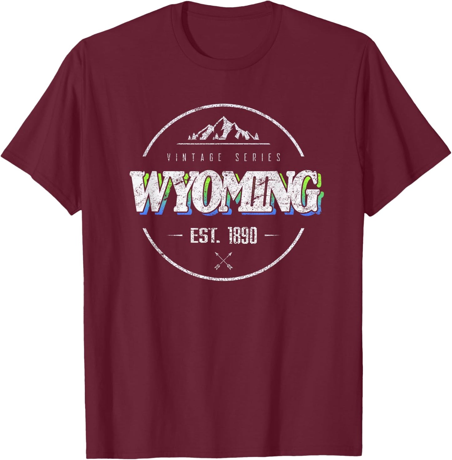 Wyoming Retro Vintage Mountain Outdoors State Graphic T-Shirt - T-Shirt | Maroon